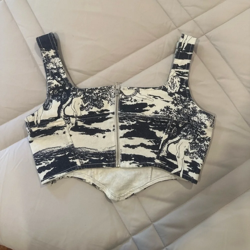 Reformation Raya Naked Lunch Denim Bustier Top - Picture 6 of 7